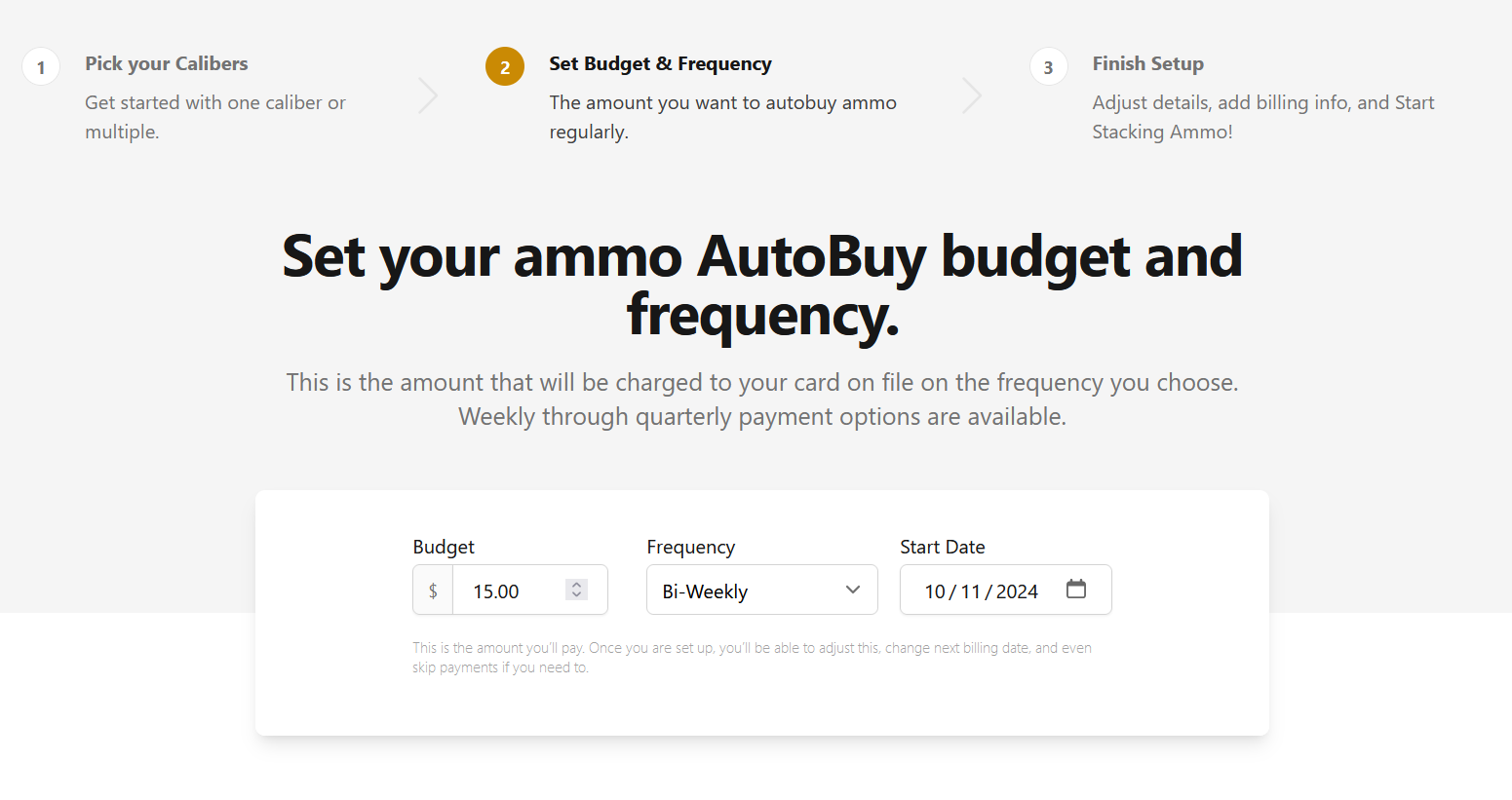 Set the Start Date on New Ammo Accounts